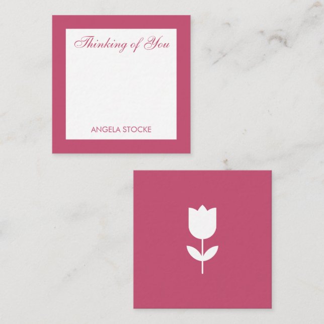 Custom Simple Pink Flower Enclosure Card (Front/Back)