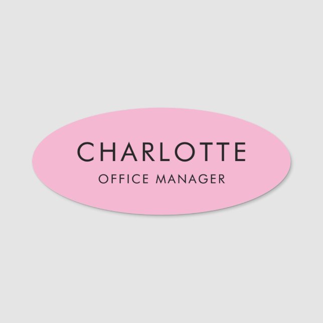 Custom Simple Professional Magnetic Pink Name Tag (Front)