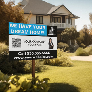 Custom Simple Professional Real Estate Agent Lawn Sign