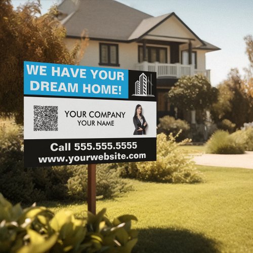 Custom Simple Professional Real Estate Agent Lawn  Sign