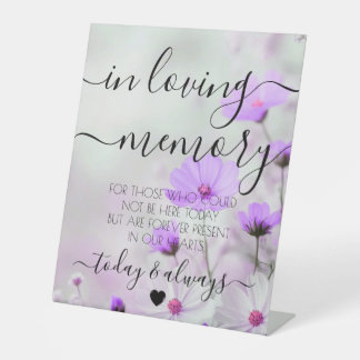 Custom Simple Purple Flowers Memorial Pedestal Sign