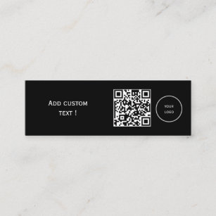 Custom simple qr code bookmark business mini black mini business card