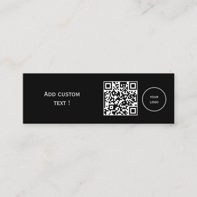 Custom simple qr code bookmark business mini black mini business card (Front)