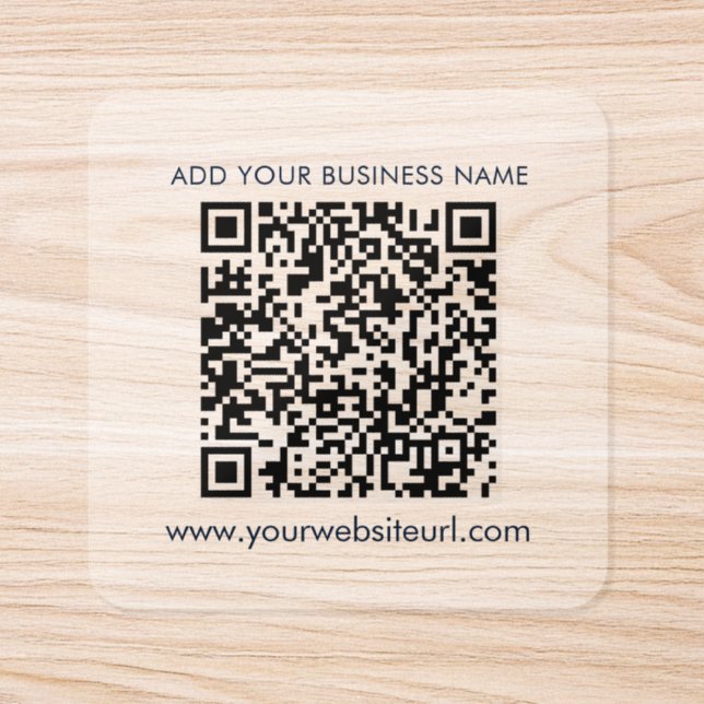 Custom Simple QR Code Business Logo  Square Sticker (Single)