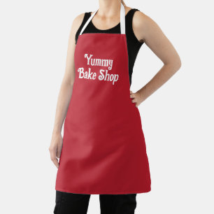 Custom Simple Red and White Personalized Employee Apron