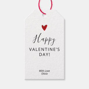 Custom Simple Red White Valentines DAY  Gift Tags