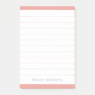 Custom Simple Rose Pink Lined Post-it Notes