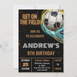 Custom Simple Soccer Birthday Invitation