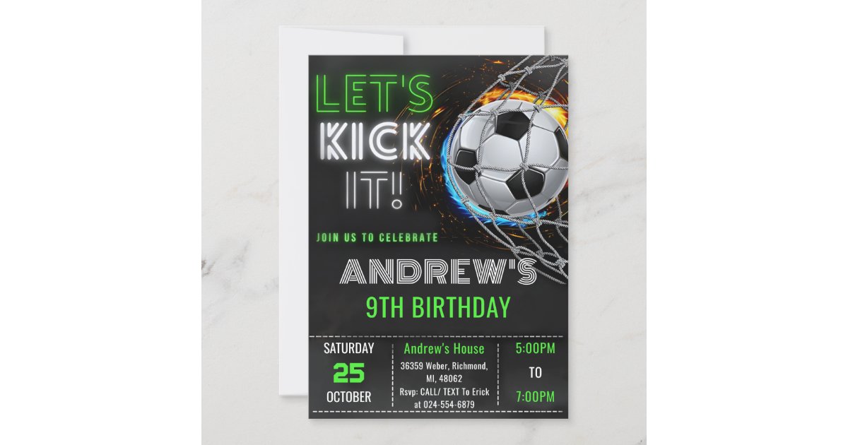 Custom Simple Soccer Birthday Invitation