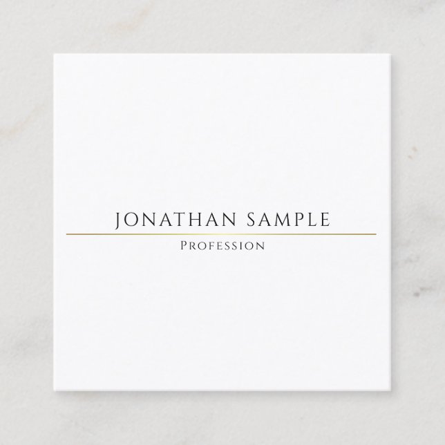 Custom Simple Square Design Gold Template Luxury Square Business Card (Front)