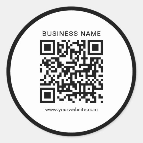 Custom Simple Template Business QR Code White Classic Round Sticker