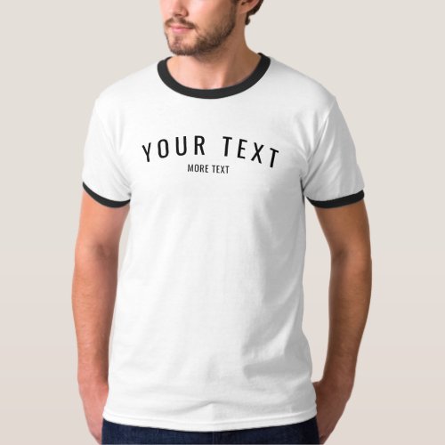 Custom Simple Template Mens Modern Basic Ringer T_Shirt