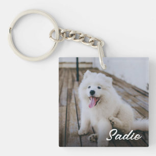 Custom Simple Two Pet Photo Keychain