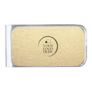 Custom simple unique company business logo silver finish money clip