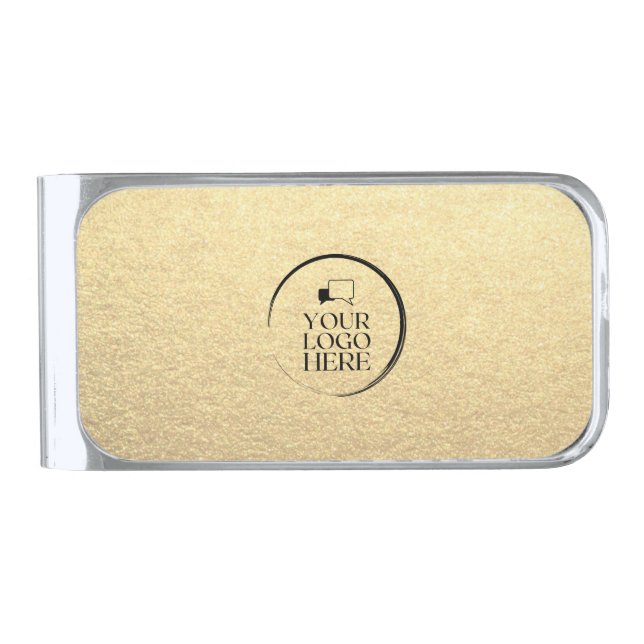 Custom simple unique company business logo silver finish money clip (Front)
