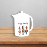 Custom simple  watercolor Nutcracker Christmas Teapot<br><div class="desc">Tradiational Christmas Holiday teapot. Design features a cute  Nutcrackers all in a beautiful watercolors giving it a  traditional vitnage feel  .if you need any help with this design please contact me through my zazzle store messenger and ill be happy to help you. janine at  willow spring studio</div>