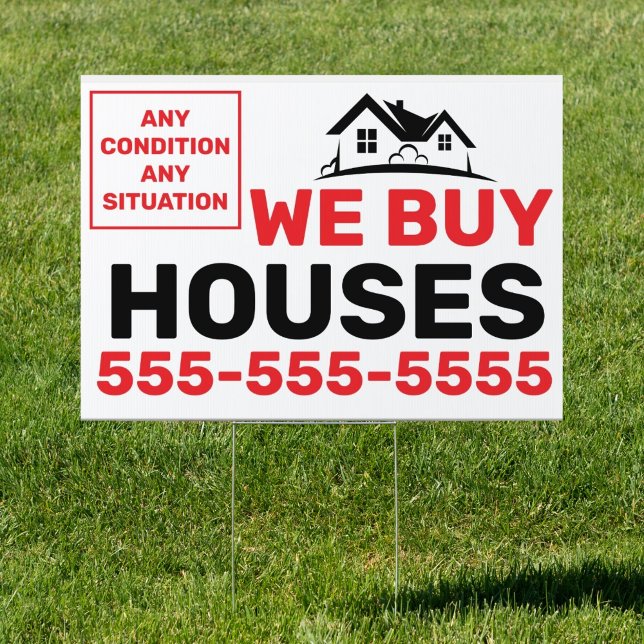 Custom Simple We Buy Houses Real Estate Investor Sign (Creator Uploaded)