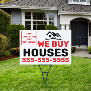 Custom Simple We Buy Houses Real Estate Investor Sign