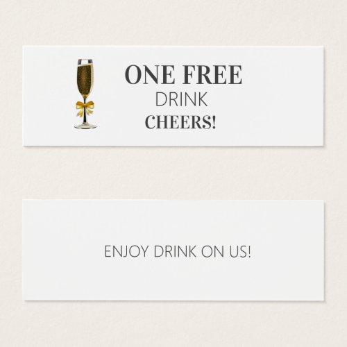 Custom Simple Wedding Free Drink Ticket Voucher 