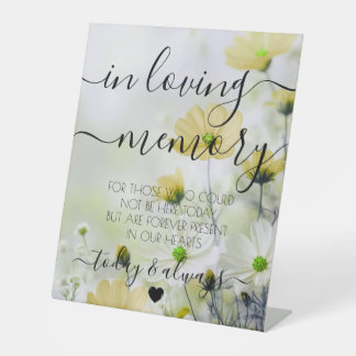 Custom Simple Yellow Flowers Memorial Pedestal Sign