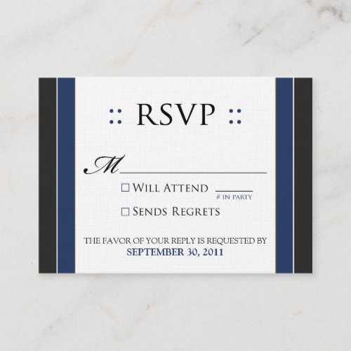 ::custom:: Simply Elegant 3.5x2.5" Black/Navy RSVP Business Cards