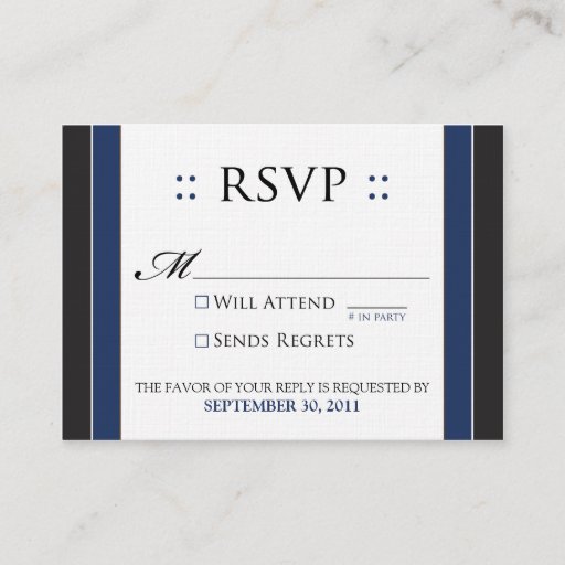 Customizable ::custom:: Simply Elegant 3.5x2.5" Black/Navy RSVP Business Cards