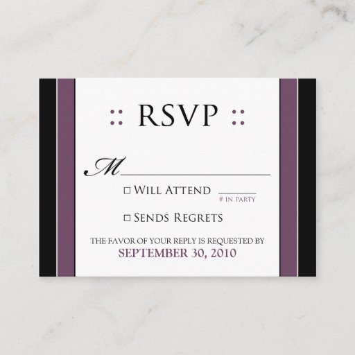 Customizable ::custom:: Simply Elegant 3.5x2.5" Eggplant RSVP Business Cards