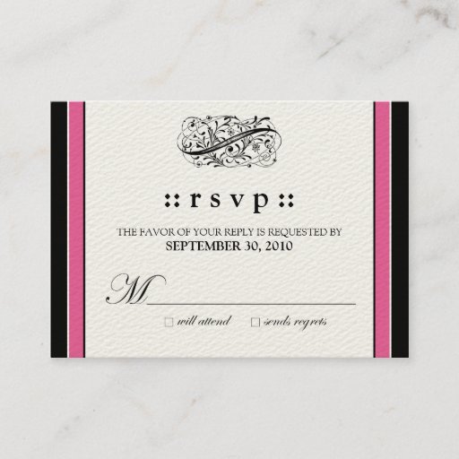Customizable ::custom:: Simply Elegant 3.5x2.5" Fuschia RSVP Business Card Template