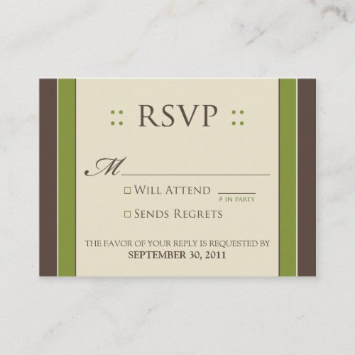 ::custom:: Simply Elegant 3.5x2.5" Moss RSVP Business Card Template