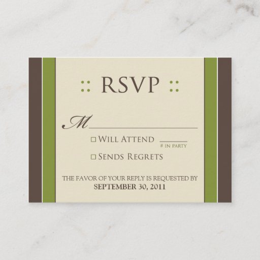 Customizable ::custom:: Simply Elegant 3.5x2.5" Moss RSVP Business Card Template