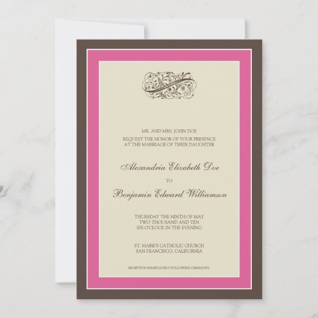 :custom: Simply Elegant Wedding Invitation (fuschi (Front)