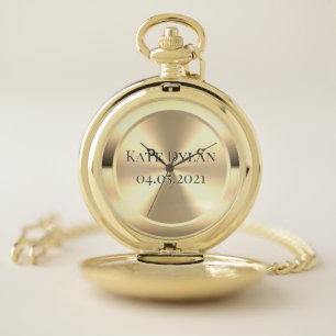 Custom Simulated Engraved Brass Pocket Watch