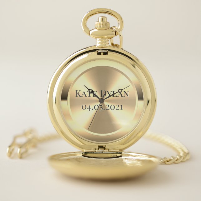 Custom Simulated Engraved Brass Pocket Watch (Inside)