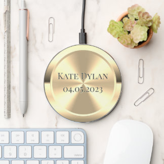 Custom Simulated Engraved Brass Wireless Charger
