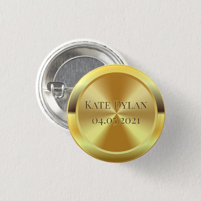 Custom Simulated Engraved Gold Button (Front & Back)