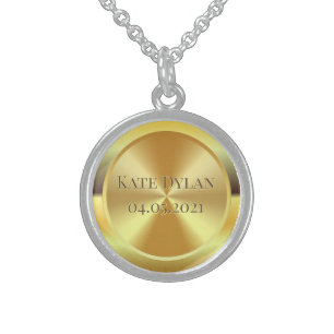 Custom Simulated Engraved Gold Sterling Silver Necklace