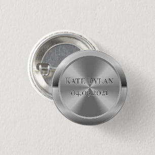 Custom Simulated Engraved Silver Button