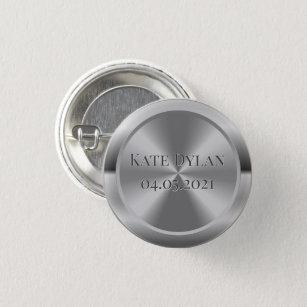 Custom Simulated Engraved Silver Button