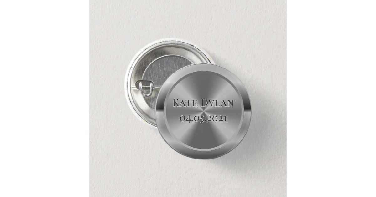 Custom Simulated Engraved Silver Button Zazzle