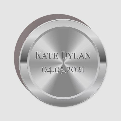Custom Simulated Engraved Silver Car Magnet