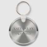 Custom Simulated Engraved Silver Keychain at Zazzle