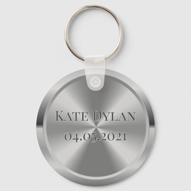Custom Simulated Engraved Silver Keychain (Front)