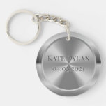 Custom Simulated Engraved Silver Keychain at Zazzle