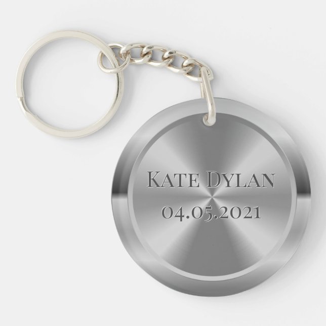 Custom Simulated Engraved Silver Keychain (Front)