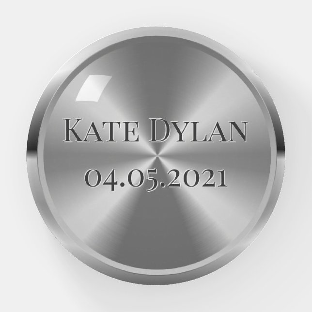 Custom Simulated Engraved Silver Paperweight (Front)