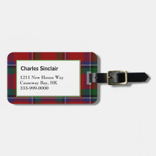 Custom Sinclair Family Tartan Plaid Luggage Tag
