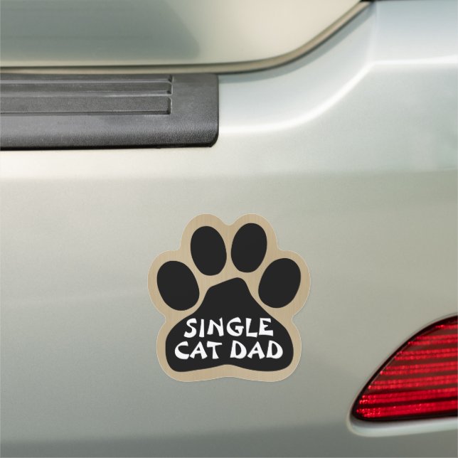 Custom Single Cat Dad Gold Car Magnet (In Situ)