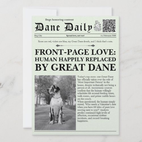 Custom Single Valentine Friends Newspaper Card