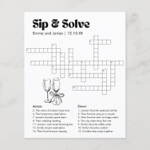 Custom Sip And Solve Wedding Crossword Invitation