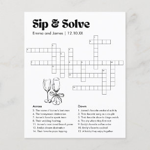 Custom Sip And Solve Wedding Crossword
